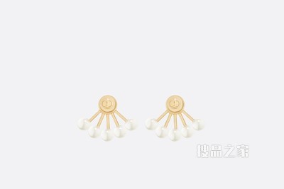 La Petite Tribale 耳环 金色饰面金属和白色树脂珠饰