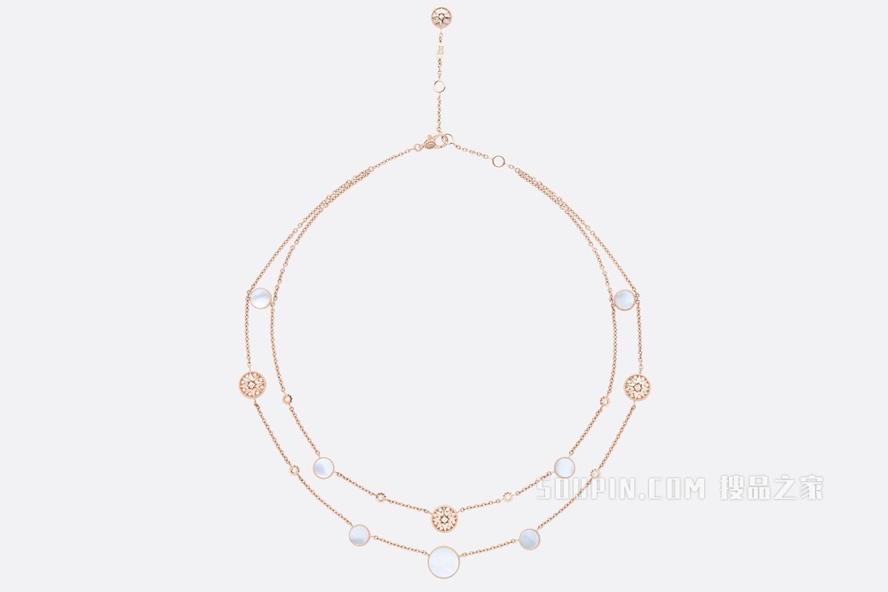 Rose des Vents 项链 玫瑰色 18K 金、钻石和珍珠母贝装饰