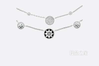 Rose des Vents 项链 白色 18K 金、钻石、珍珠母贝和缟玛瑙装饰