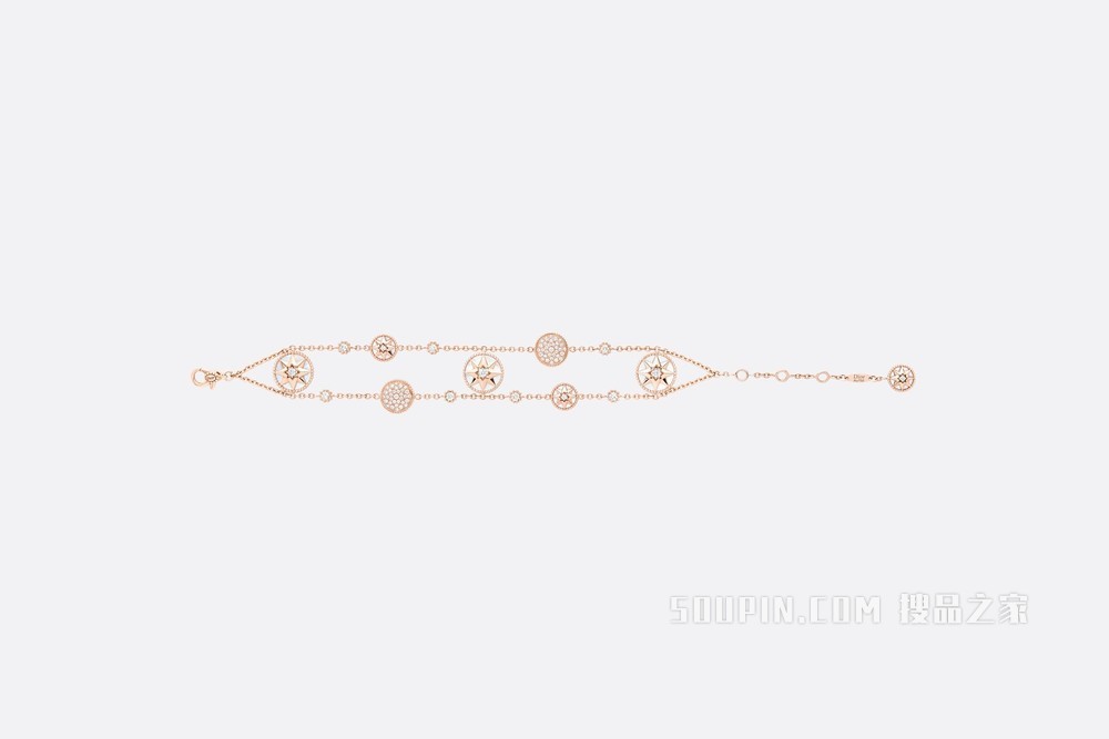 Rose des Vents 手链 玫瑰色 18K 金、钻石和珍珠母贝装饰