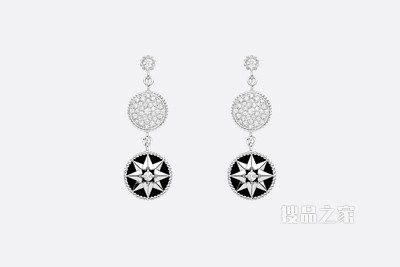 Rose des Vents 耳环 白色 18K 金、钻石和缟玛瑙装饰
