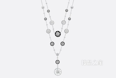 Rose des Vents 长款项链 白色 18K 金、钻石、珍珠母贝和缟玛瑙装饰