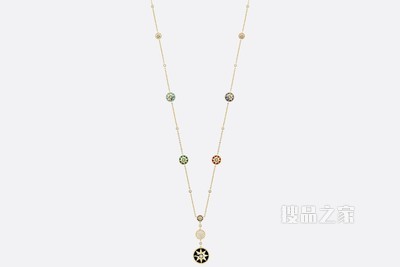 Rose des Vents 长款项链 黄色 18K 金、钻石和宝石装饰