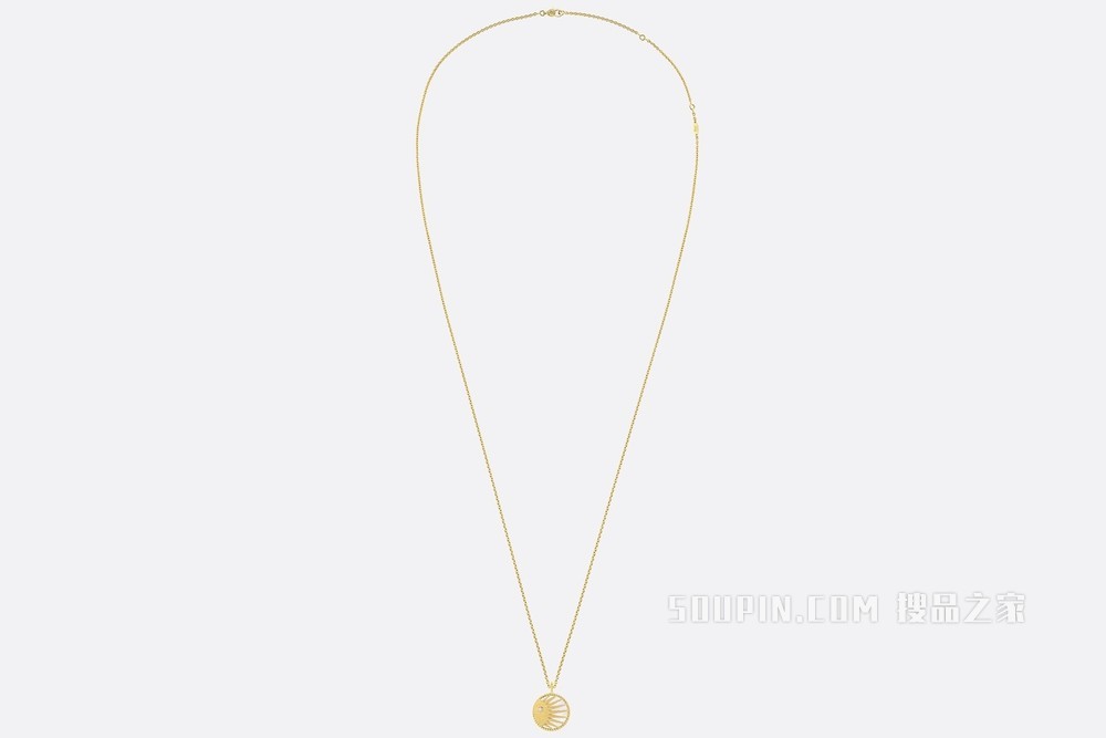 Rose Céleste 饰牌项链 黄色和白色 K 金、钻石、缟玛瑙和珍珠母贝装饰