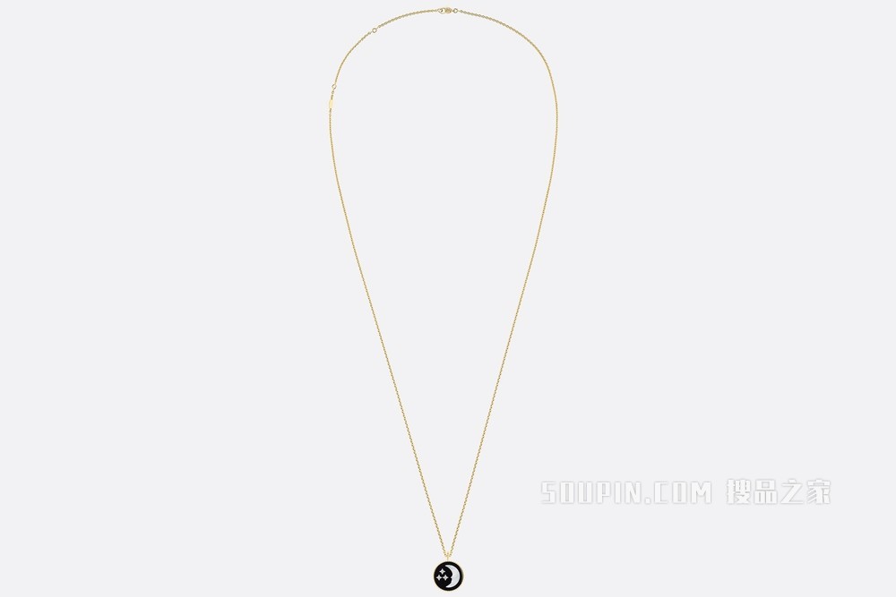 Rose Céleste 饰牌项链 黄色和白色 K 金、钻石、缟玛瑙和珍珠母贝装饰