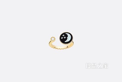 Rose Céleste 戒指 黄色和白色 18K 金、钻石、缟玛瑙和珍珠母贝装饰