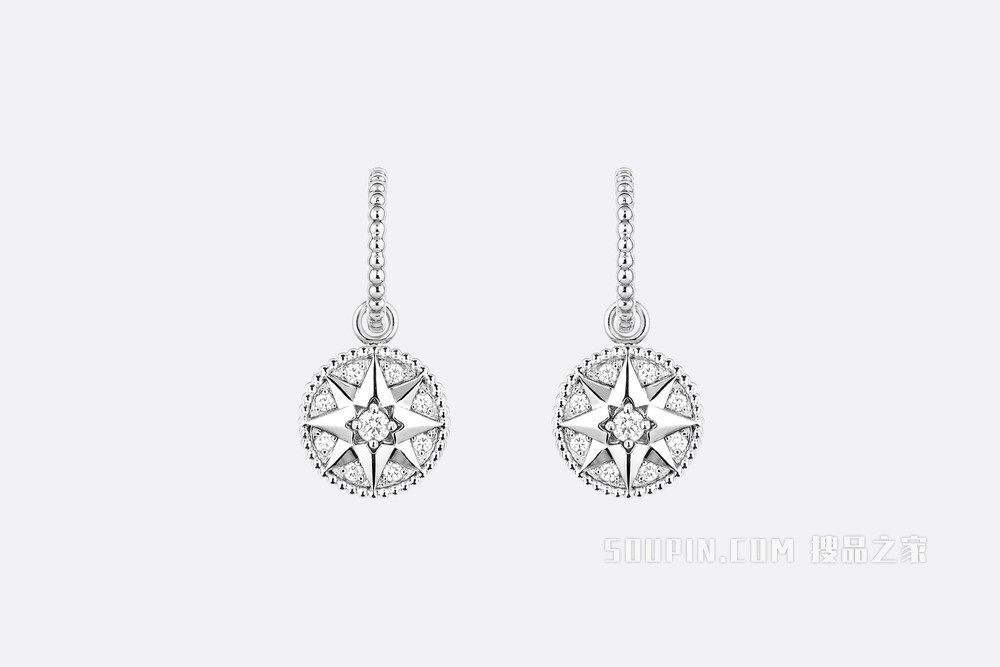 Rose des Vents 耳环 白色 18K 金和钻石装饰