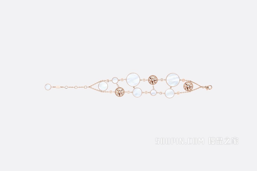 Rose des Vents 手镯 玫瑰色 18K 金、钻石和珍珠母贝装饰