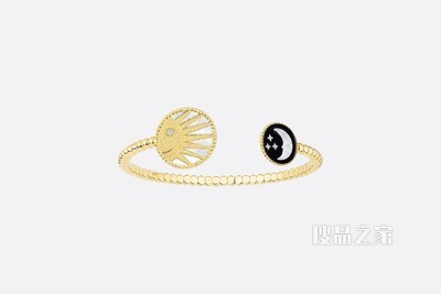 Rose Céleste 手镯 黄色和白色 K 金、钻石、珍珠母贝和缟玛瑙装饰