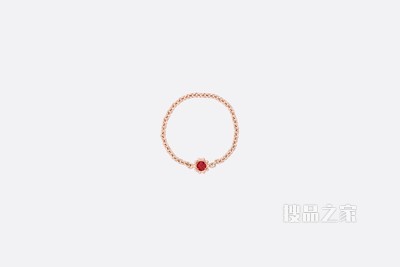 Mimirose 戒指 玫瑰色 K 金和红宝石装饰