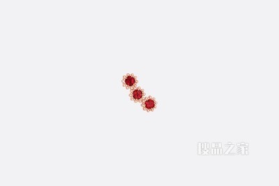 Mimirose 耳环 玫瑰色 K 金和红宝石装饰