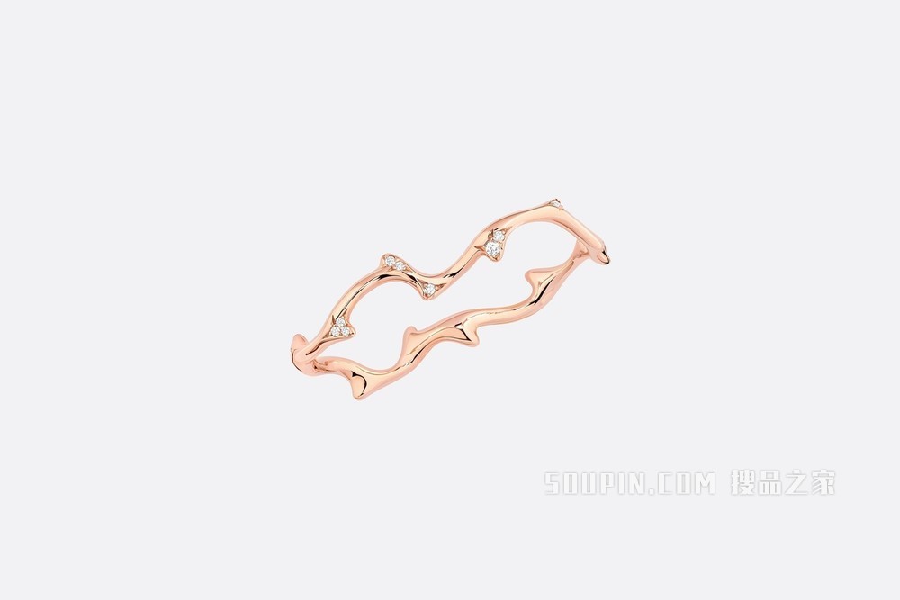 Rose des Vents 双环戒指 玫瑰色 K 金和钻石装饰