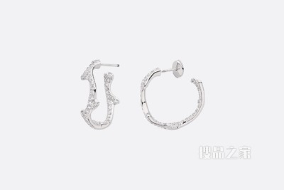 小号 Bois de Rose 耳环 白色 18K 金和钻石装饰