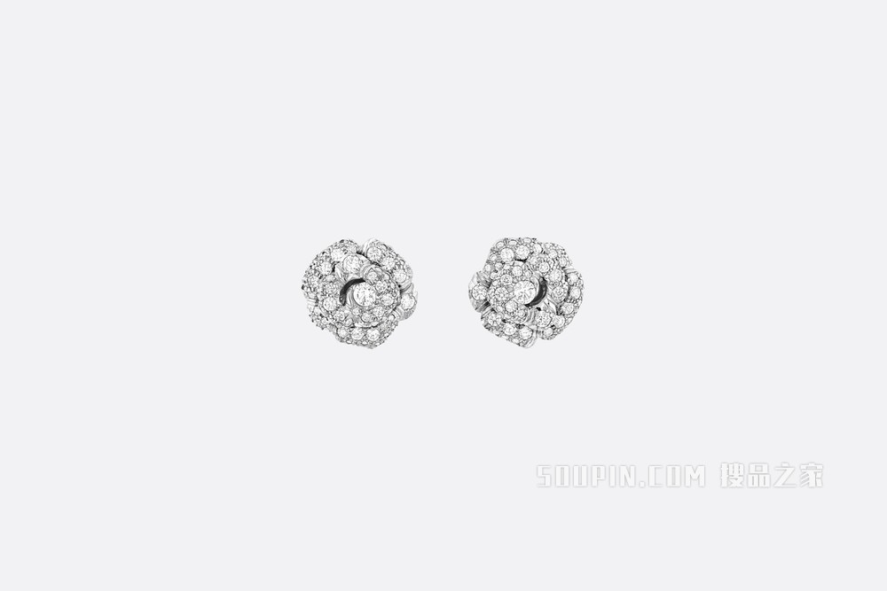 小号 Rose Dior Bagatelle 耳环 白色 18K 金和钻石装饰