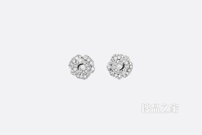 小号 Rose Dior Bagatelle 耳环 白色 18K 金和钻石装饰
