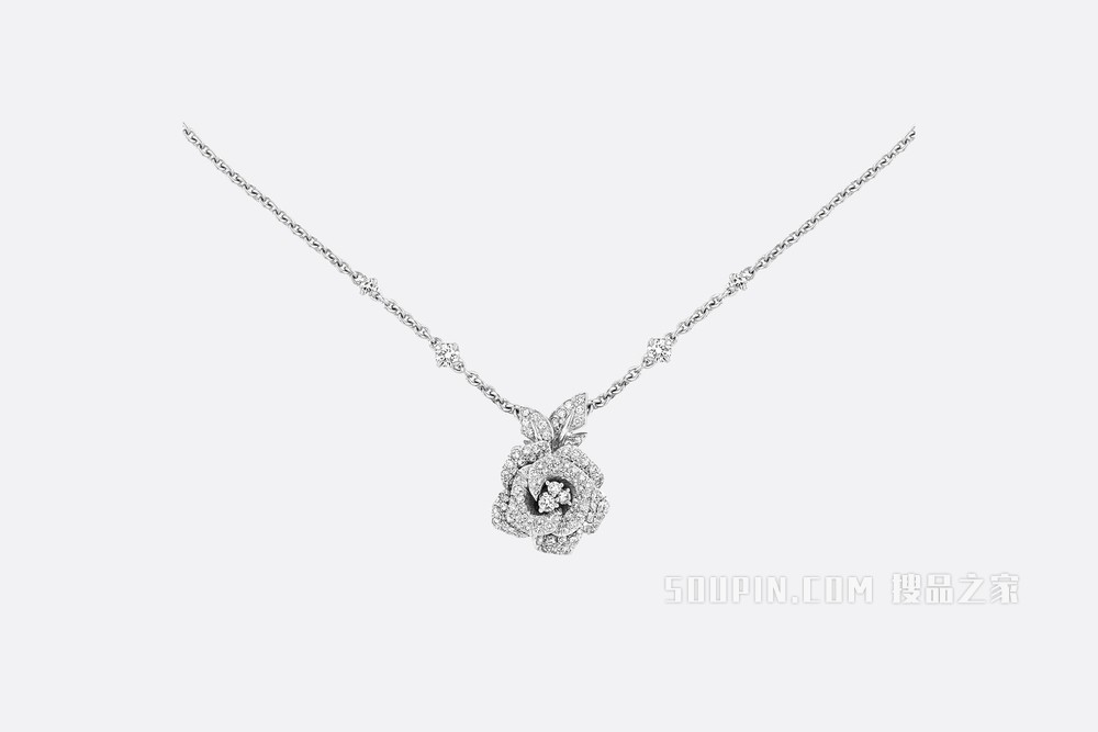 中号 Rose Dior Bagatelle 项链 白色 18K 金和钻石装饰