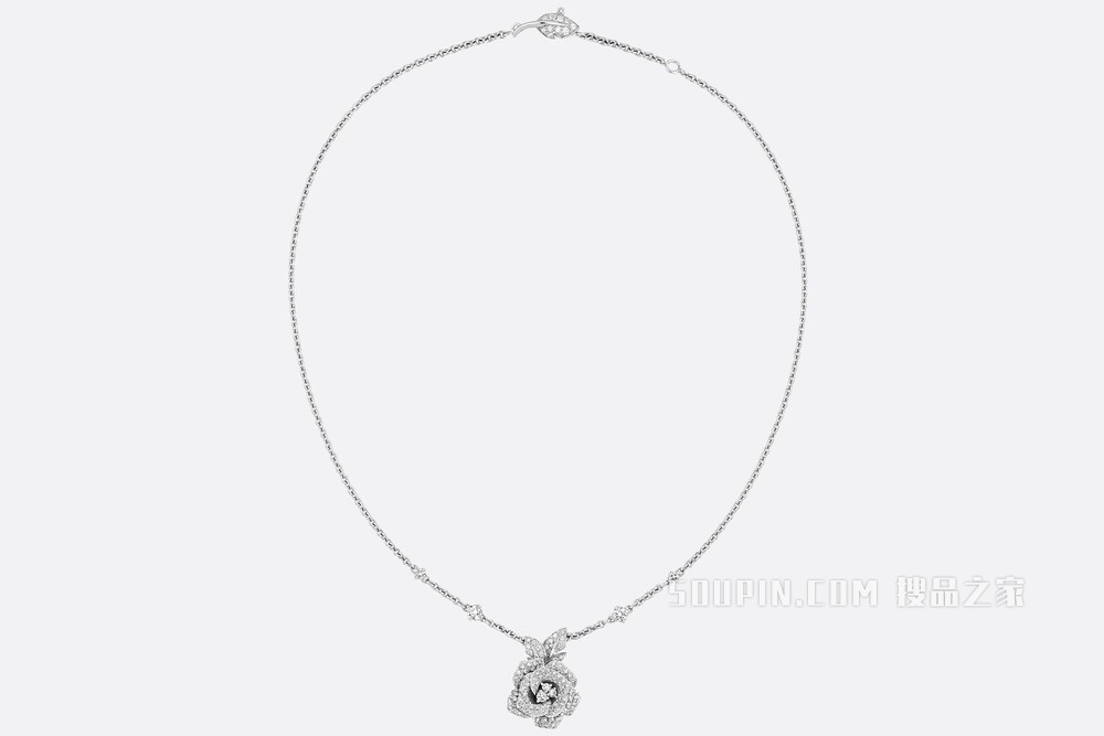 中号 Rose Dior Bagatelle 项链 白色 18K 金和钻石装饰