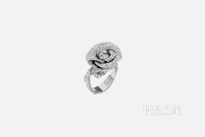中号 Rose Dior Bagatelle 戒指 白色 18K 金和钻石装饰