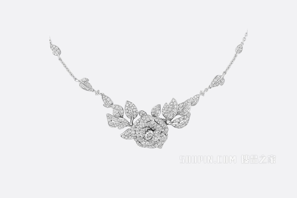 大号 Rose Dior Bagatelle 项链 白色 18K 金和钻石装饰