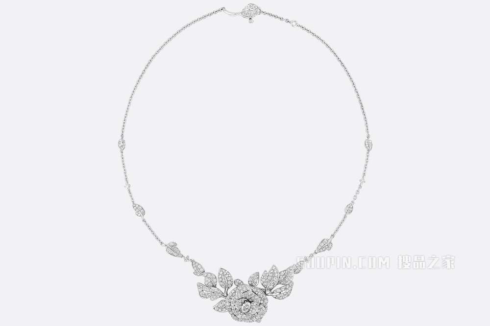 大号 Rose Dior Bagatelle 项链 白色 18K 金和钻石装饰