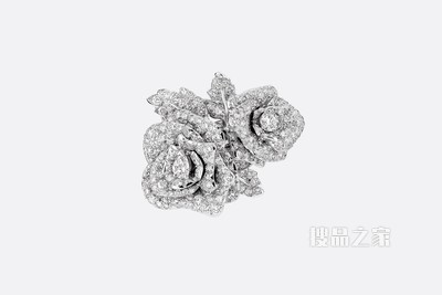 大号 Rose Dior Bagatelle 戒指 白色 18K 金和钻石装饰