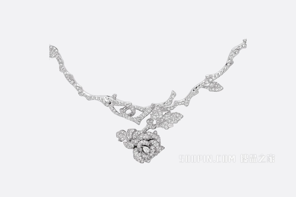 Rose Dior Bagatelle 项链 白色 18K 金和钻石装饰