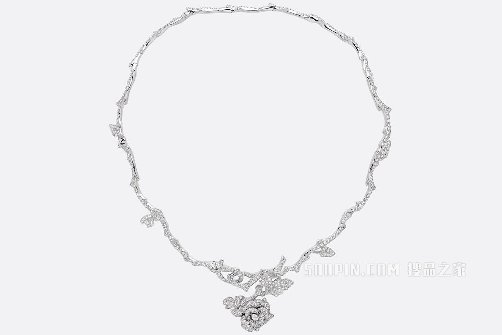 Rose Dior Bagatelle 项链 白色 18K 金和钻石装饰