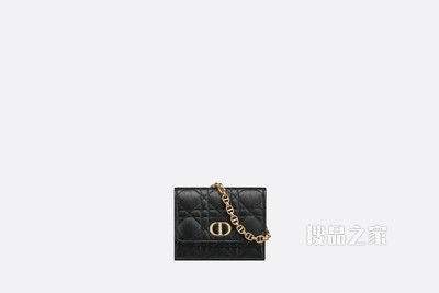 迷你 Dior Caro 手拿包 黑色柔软牛皮革藤格纹搭配链条