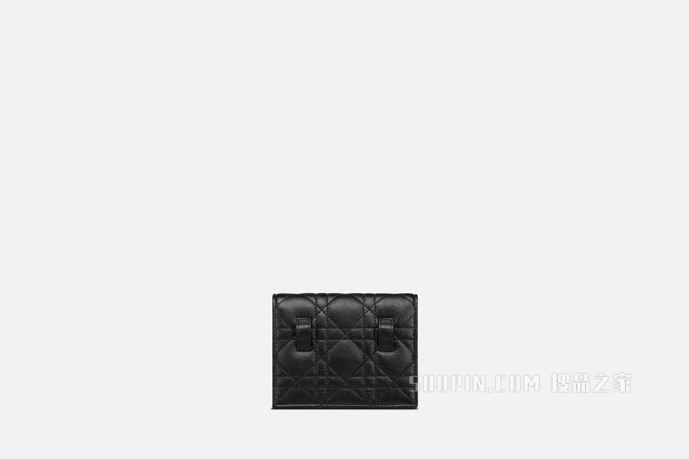 迷你 Dior Caro 手拿包 黑色柔软牛皮革藤格纹搭配链条