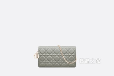 Lady Dior 手拿包 灰色羊皮革藤格纹