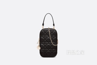 Lady Dior 手机袋 黑色羊皮革藤格纹