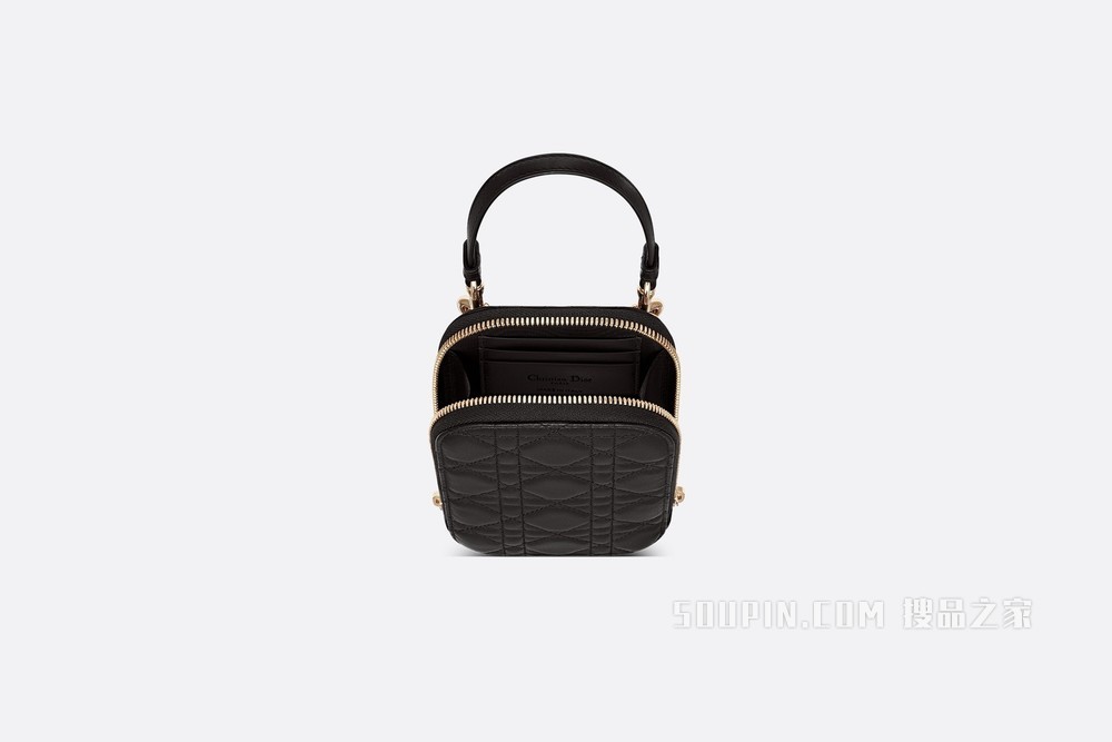 Lady Dior 手机袋 黑色羊皮革藤格纹