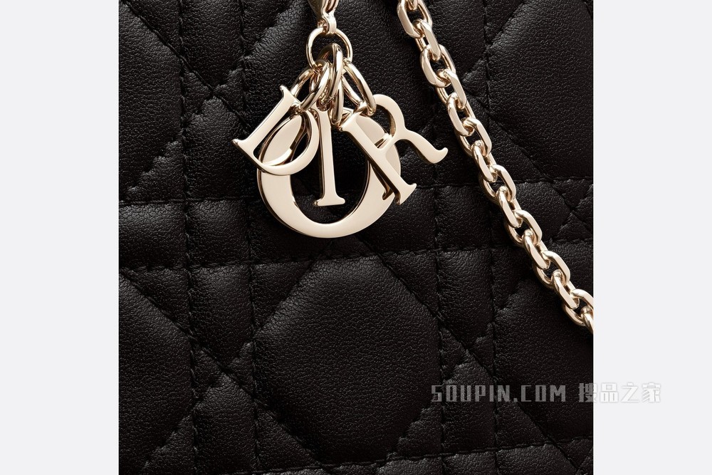 Lady Dior 手机袋 黑色羊皮革藤格纹