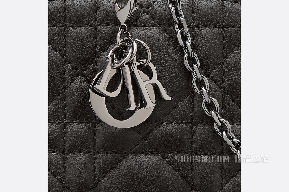 Lady Dior 手机袋 黑色羊皮革藤格纹