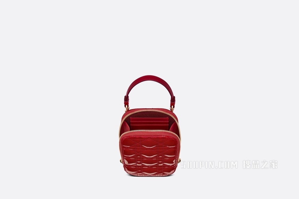 Lady Dior 手机袋 樱桃红漆皮牛皮革藤格纹