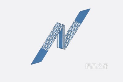 Mitzah 丝巾 矢车菊蓝色桑蚕丝斜纹面料 Oblique 印花