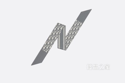 Mitzah 丝巾 灰色桑蚕丝斜纹面料 Oblique 印花