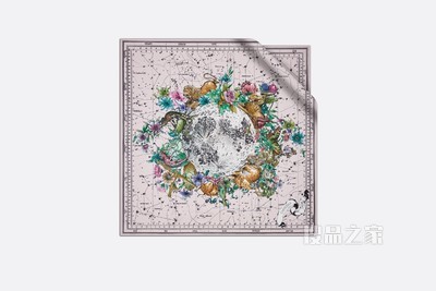 Dior 印花方巾 玫瑰粉色桑蚕丝斜纹面料 Dior Zodiac 图案