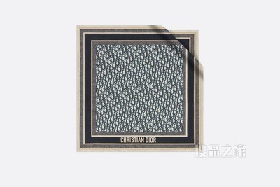 Diortwin 方巾 海军蓝色桑蚕丝斜纹面料 Oblique 印花