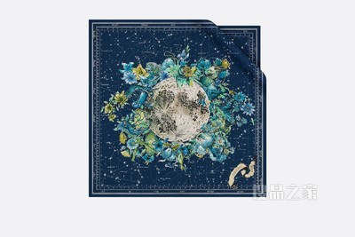 Dior 印花方巾 海军蓝色桑蚕丝斜纹面料 Dior Zodiac 印花