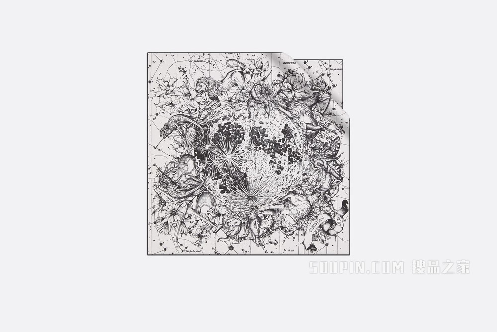 Dior 印花方巾 白色桑蚕丝斜纹面料 Dior Zodiac 印花