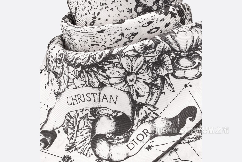 Dior 印花方巾 白色桑蚕丝斜纹面料 Dior Zodiac 印花