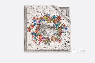 Dior 印花方巾 白色桑蚕丝斜纹面料 Dior Zodiac 印花