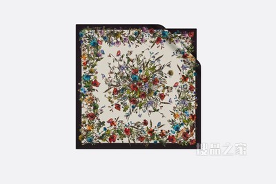 D-Millefiori 方巾 黑色桑蚕丝斜纹面料
