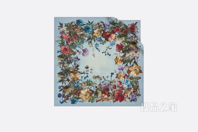 D-Millefiori 方巾 天蓝色桑蚕丝斜纹面料
