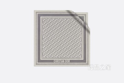 Diortwin 方巾 灰色桑蚕丝斜纹面料 Oblique 印花