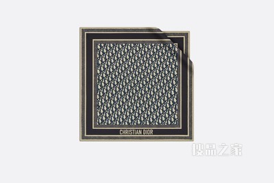 Diortwin 方巾 海军蓝色桑蚕丝斜纹面料 Oblique 印花