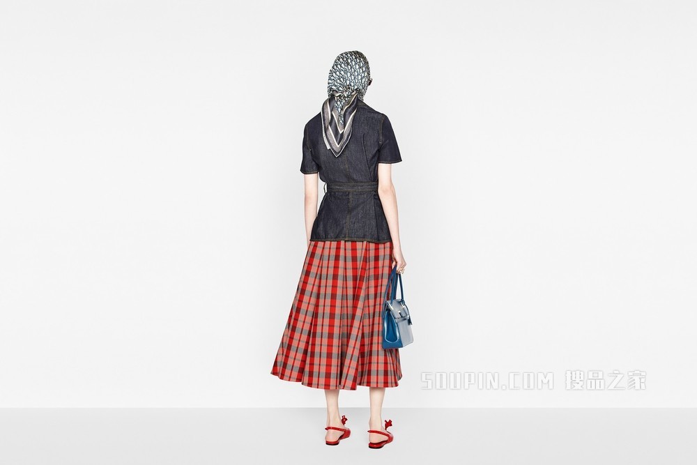 Diortwin 方巾 海军蓝色桑蚕丝斜纹面料 Oblique 印花
