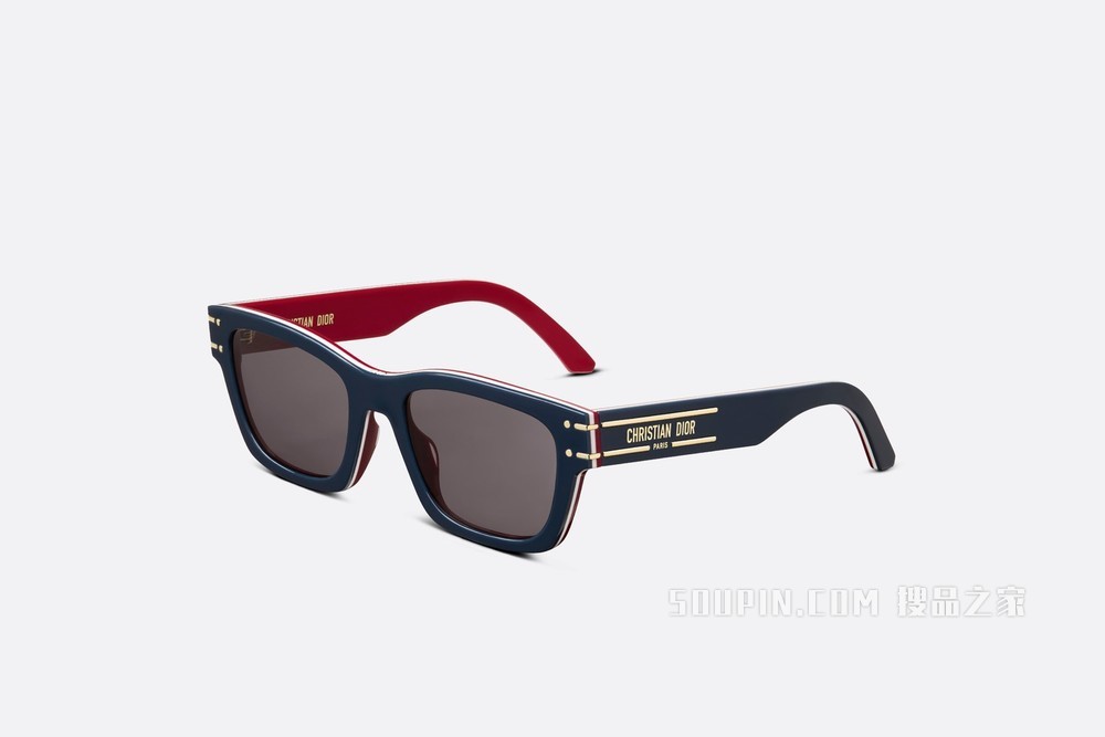 DiorSignature S3U DiorAlps 太阳眼镜 白色、蓝色和红色三色方形镜框