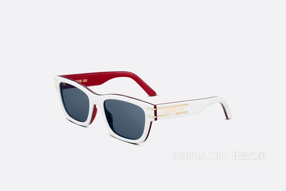 DiorSignature S3U DiorAlps 太阳眼镜 白色、蓝色和红色三色方形镜框